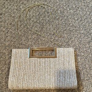 Elegant Gold and Cream Clutch Bag